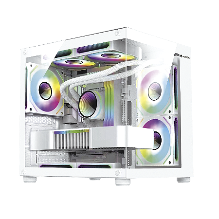 GABINETE GAMER AQUARIO BRANCO COM 4 FANS INCLUSO GB1797 HAYOM