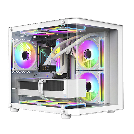 GABINETE GAMER AQUARIO BRANCO COM 4 FANS INCLUSO GB1799 HAYOM