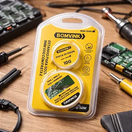 ESTANHO PARA SOLDA 1MM 60G COM PASTA DE SOLDA 10G BOM-5585 BOMVINK