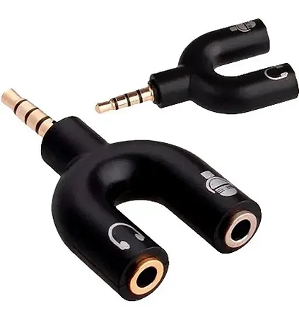 ADAPTADOR TIPO Y DUAS ENTRADAS P2 PARA FONE DE OUVIDO E MICROFONE E UMA SAIDA P3 DE 3,5MM KP-HM005 KNUP