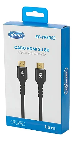 CABO HDMI 5 METRO 2.1 8K ALTA DEFINIÇÃO KP-YP5005 5M KNUP