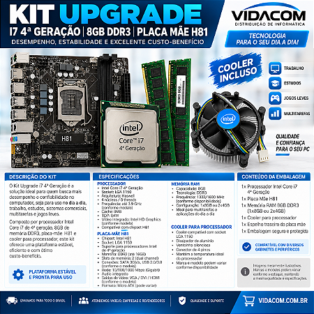 KIT UPGRADE I7 4 GERAÇAO 8GB DE RAM