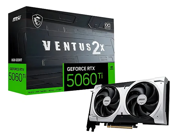 PLACA DE VIDEO RTX 5060 TI VENTUS 2X OC PLUS 8GB GDDR7 128 BITS 912-V536-024 MSI SEM CAIXA