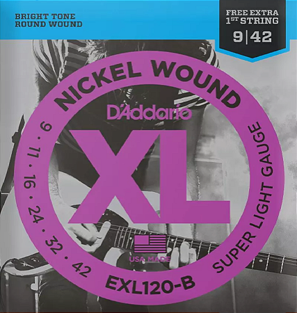D'Addario EXL120-B Corda Extra Encordoamento Guitarra 09-42