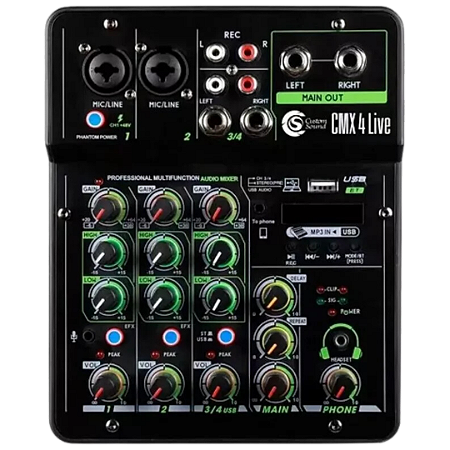Mesa De Som 4 Canais Bluetooth Usb Custom Sound CMX 4live - bivolt