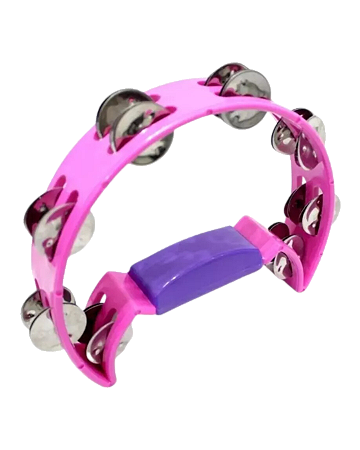 Pandeiro Meia Lua Rosa 16 Platinelas SPK