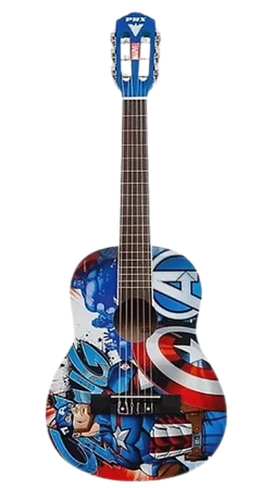 Violão Infantil PHX Marvel Capitão América Acústico 6c Nylon