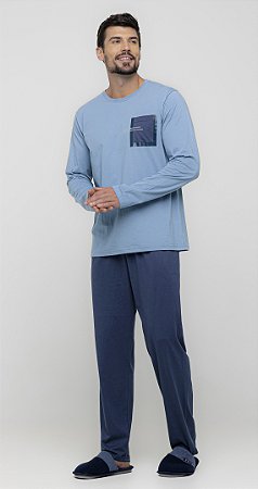 PIJAMA MASCULINO LONGO BOLSO JEANS