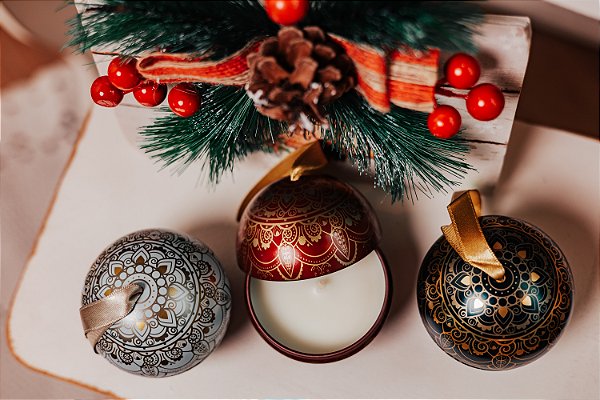 Natal Luz e Aroma - Vela Aromática Perfumada 100g (Bolinha Lata)