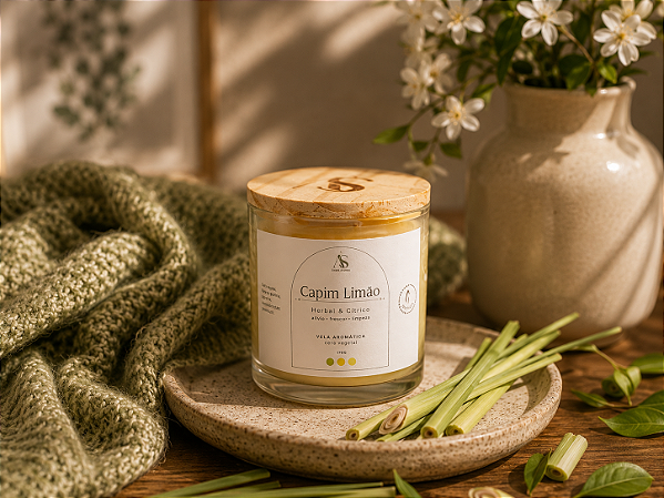 Vela Aromática Perfumada Capim Limão 170g - Sweet Aromas