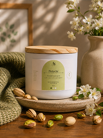 Vela Aromática Perfumada Pistache 170g - Pote Polímero