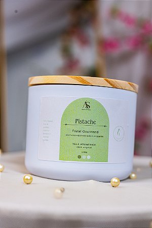 Vela Aromática Perfumada Pistache 170g - Pote Polímero