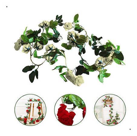 Corrente De Rosas 2,26 Artificial Toque Real 20 Flores