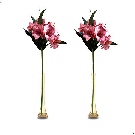Kit 2 Galhos Astromélia Artificial Realista Flores Decoração