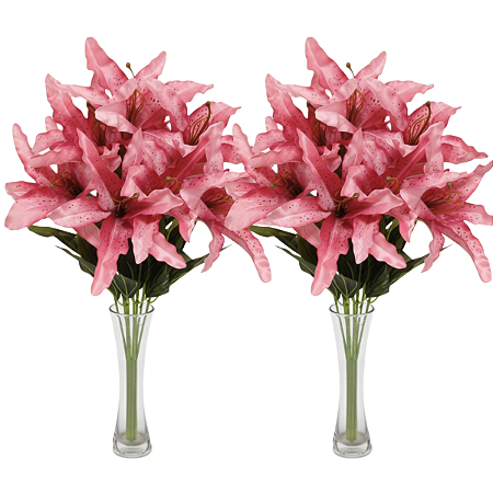 Kit 2 Buquê De Lírio Grande Artificial 9 Flores Premium 53cm