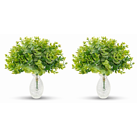 Kit 2 Buquê De Eucalipto Artificial Pick Toque Real Nevado