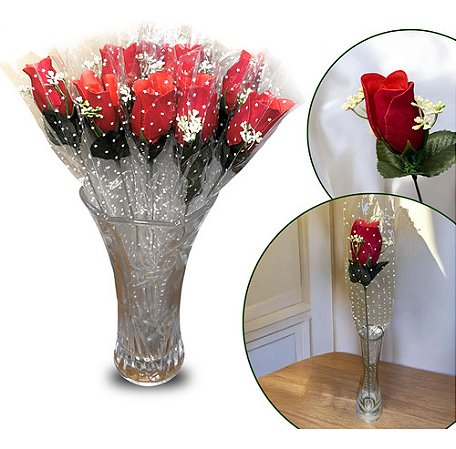 Kit 120 Botão De Rosas Artificiais Embalados Presente Luxo