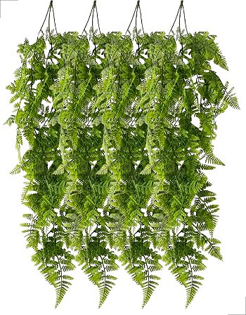 Kit 4 Pendente Samambaia Artificial Renda Portuguesa Slim