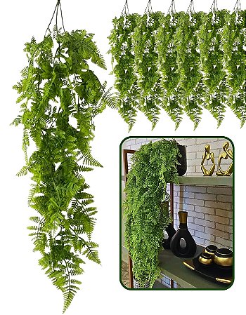 Kit 6 Pendente Samambaia Artificial Renda Portuguesa Slim