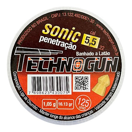 Chumbinho Technogun Sonic Gold Penetração 5.5mm 125UN