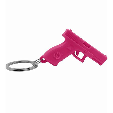 Chaveiro Pistola Bélica em Polímero - Rosa