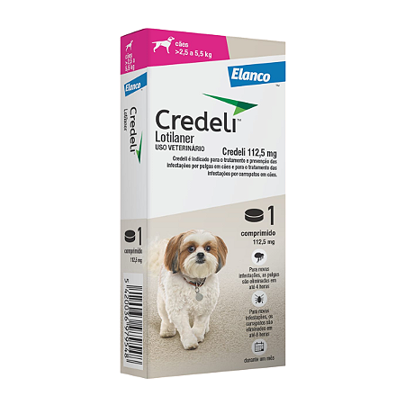 Credeli Elanco Antipulgas e Carrapatos Cães 2,5-5,5kg 1 Comp - 112,5 mg Elanco