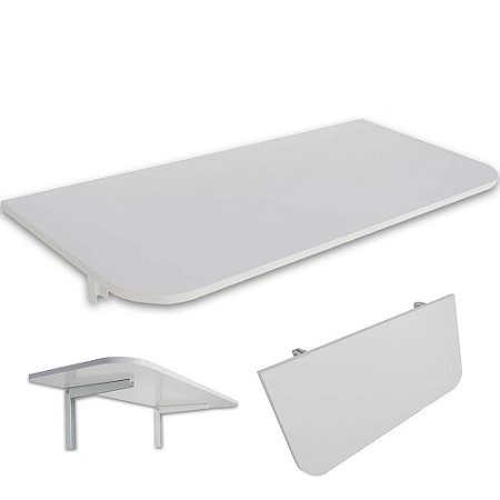 Mesa De Parede Dobrável Com Suporte 90x40cm Branca