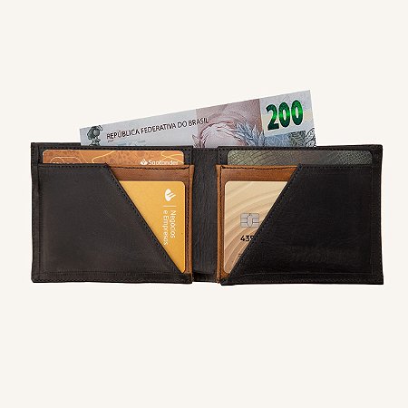 Carteira Masculina 100% Couro Legitimo Em V