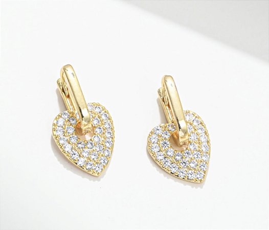 Argola Coração Zircônia