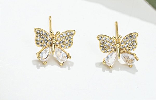 BRINCO BORBOLETA ZIRCÔNIAS