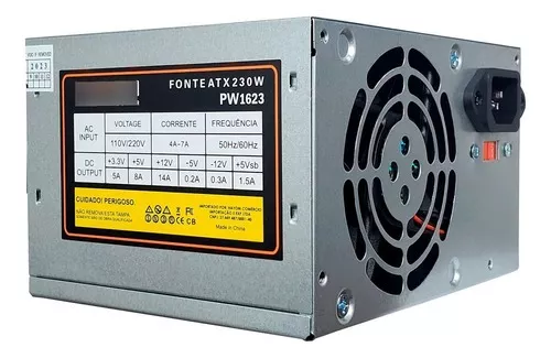 FONTE DE ALIMENTACAO 230W ATX - 110/220V - PW1623 COM CABO DE FORÇA