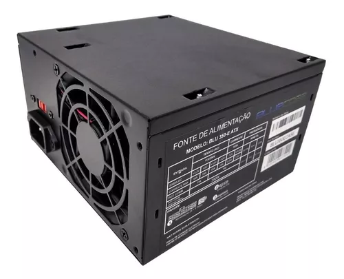 FONTE DE ALIMENTACAO ATX PS/2 350W C/ CABO S/ CAIXA (BLU350-E V3) - BLUECASE - PRETO / CABOS ESTENDIDOS