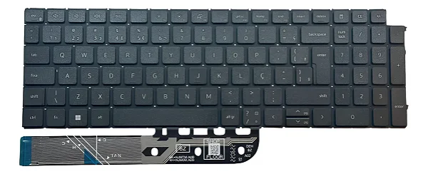 Teclado Compatível Com  Dell Inspiron 15 3510 - Br - No Frame - Black.