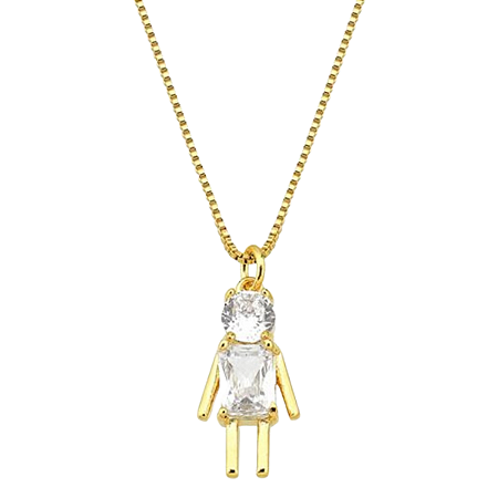 PINGENTE FILHO MENINO ZIRCÔNIA MAIOR BANHADO A OURO 18K  222891