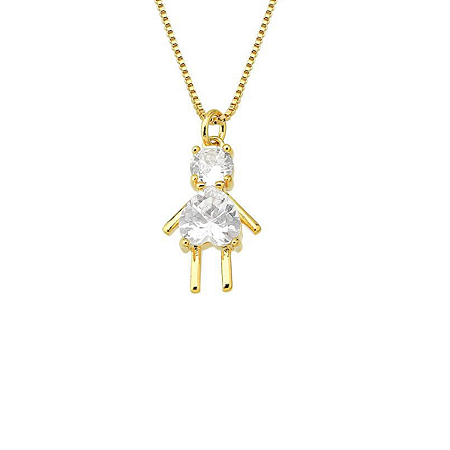 PINGENTE FILHA MENINA ZIRCÔNIA MAIOR BANHADO A OURO 18K  222991