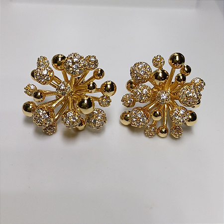 BRINCO CRAVEJADO ZIRCONIA BANHADO A OURO 18K