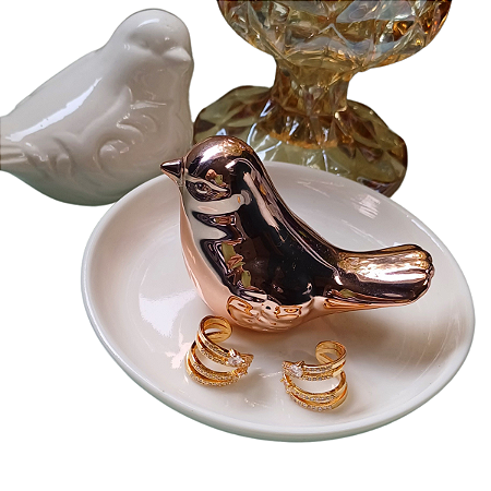 BRINCO PIRCE ZIRCONIA ELIENEJOIAS BANHADO A OURO 18K