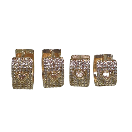 BRINCO DUPLA ZIRCONIA  ELIENEJOIAS BANHADO A OURO 18K