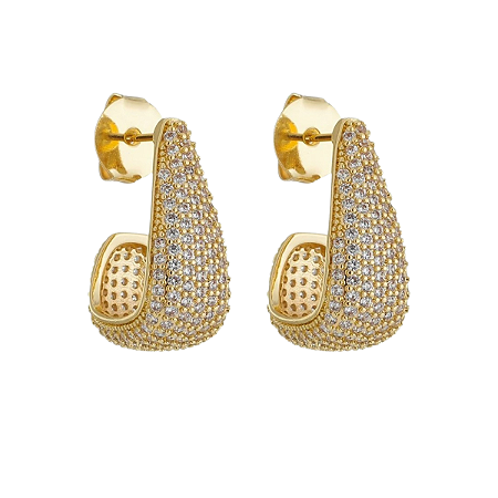 BRINCO CRAVEJADO ELIENEJOIAS ZIRCONIAS BANHADO A OURO 18K