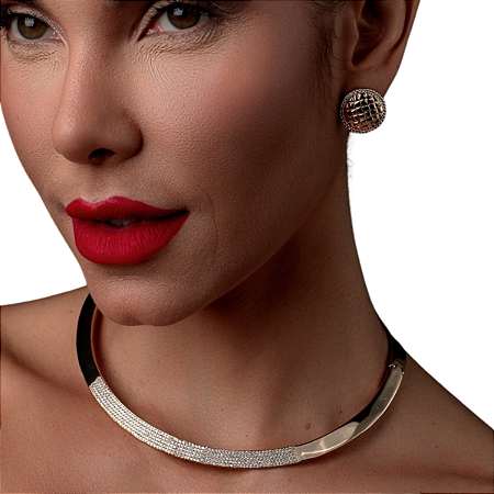 COLAR ARO ZIRCONIA BANHADO OURO 18K