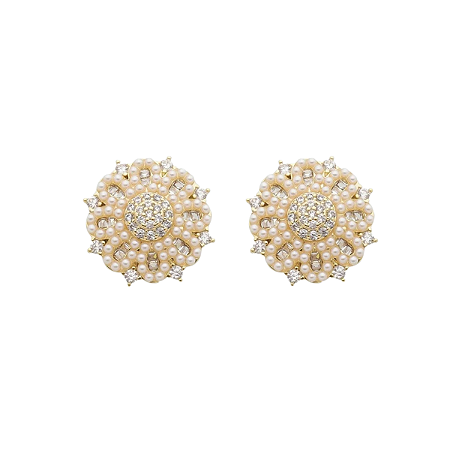 BRINCO ZIRCONIA CRAVEJADO DE PÉROLA BANHADO A OURO 18K