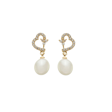 BRINCO ZIRCONIA E PÉROLA BANHADO A OURO 18K