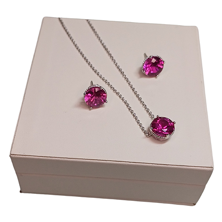 CONJUNTO COLAR E BRINCO ZIRCONIA BANHADO RÓDIO BRANCO
