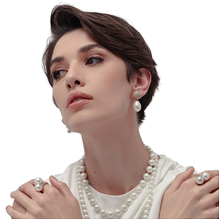 BRINCO ZIRCONIA GOTA PEROLA BANHADO OURO 18K CASAMENTO