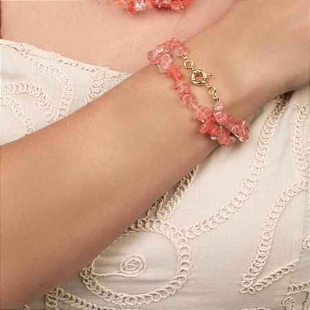 PULSEIRA CASCALHOS P CHERRY FECHO BOIA BANHADO OURO18K