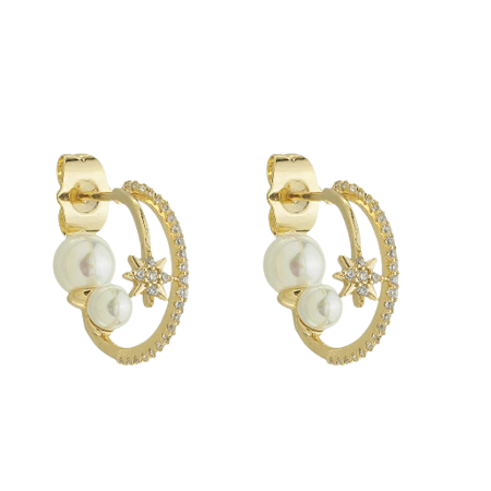 BRINCO ARGOLA PEROLA BANHADO A OURO 18K