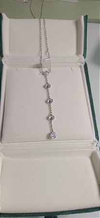 COLAR ZIRCONIA BANHADO RÓDIO BRANCO