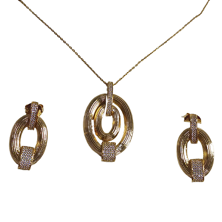 CONJUNTO BRINCO E COLAR ZIRCONIA