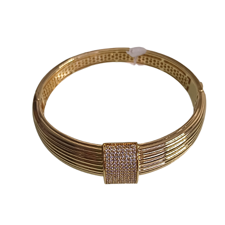 PULSEIRA  ZIRCÔNIAS BANHADO OURO 18K