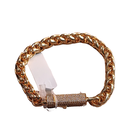 PULSEIRA CRAVEDA DE  ZIRCONIAS LUXUOSA BANHADO DOURADO